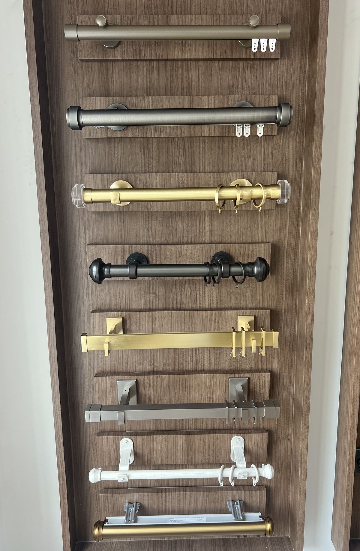 The drapery hardware display wall